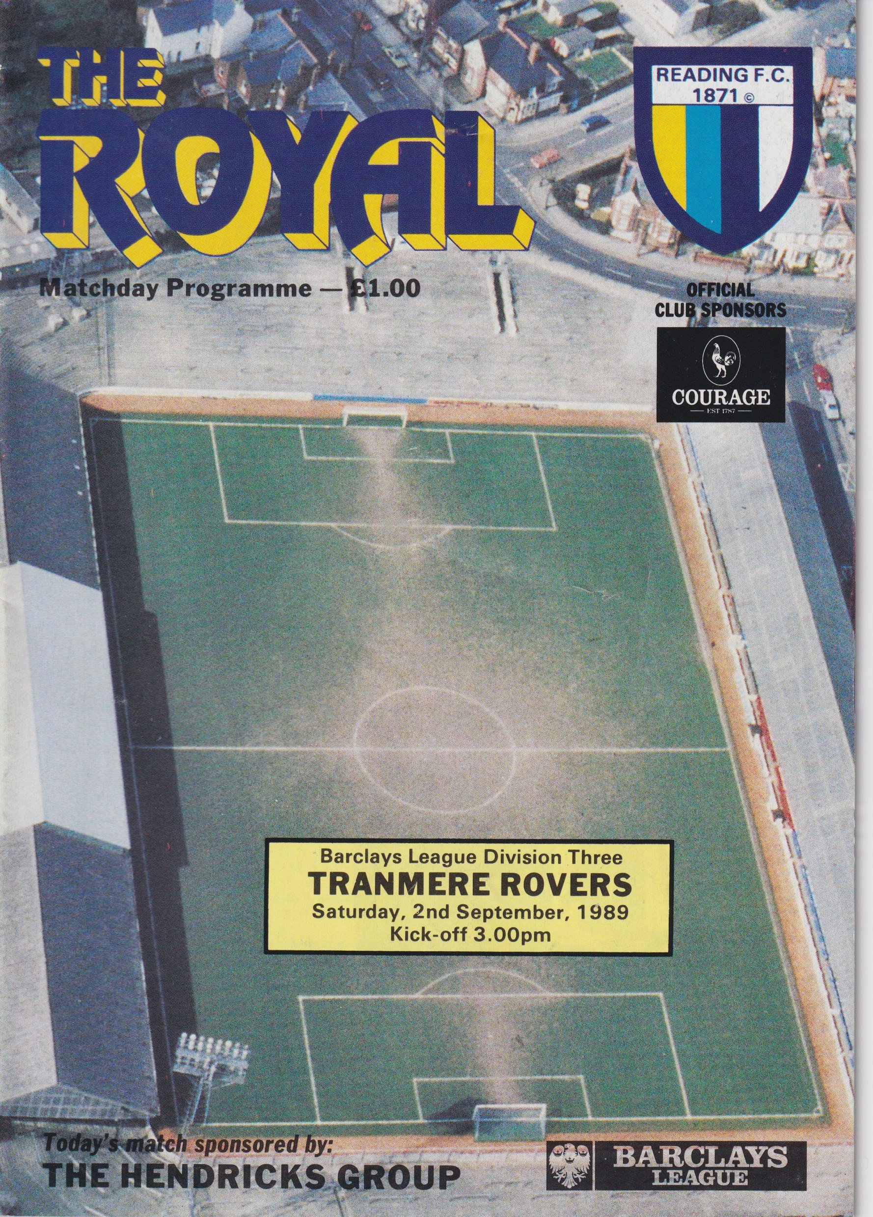 Reading v Tranmere Rovers match programme